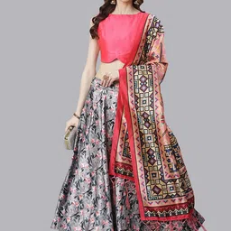 Kaizen TEXO FAB Floral Printed Semi-Stitched Lehenga & Unstitched Blouse With Dupatta-picture-16