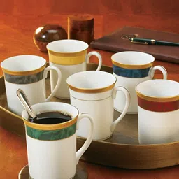 Noritake White & Gold-Toned Printed Porcelain Glossy Mugs Set of Cups and Mugs image 3
