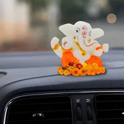 Rare Planet Orange & White Lord Ganesh Religious Idol Showpiece-image-26