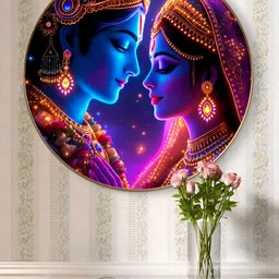Myntra Elegant Homes Blue & Pink Wooden Religious Radha Krishna Wall Art-image-39