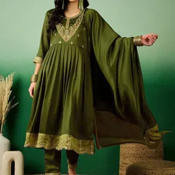 Sangria Embroidered Kurta With Trouser & Dupatta-picture-7