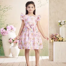 BAESD Girls Floral Printed Flared Sleeve Fit & Flare Dress-picture-14