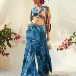 Basil leaf Printed Top with Palazzos-image-5