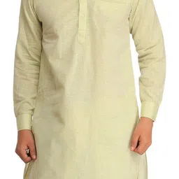 Exotic India Men Pastel Plain Pathani Kurta Shalwar Set with Front Pocket image 3