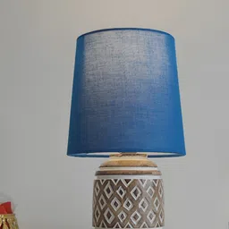 Decorcity Blue Wooden Cylindrical Shaped Table Lamp-image-67
