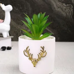 TAYHAA White 1 Pieces Succulent Artificial Plant With Pot-image-88