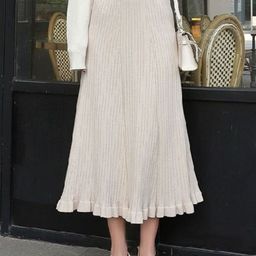 KPOP Ribbed A-Line Maxi Skirt-image-63