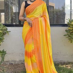 HERE&NOW Leheriya Pure Chiffon Jamdani Saree-38
