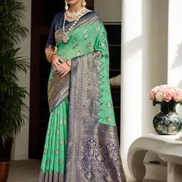 Anouk Woven Design Zari Chanderi Saree-9
