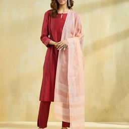 Fabindia Floral Printed Cotton Silk Block Print Technique Dupatta-20
