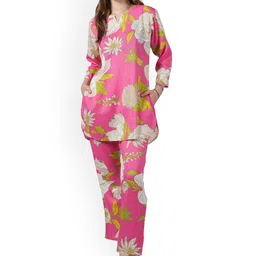 BAESD Women Floral Printed Pure Cotton Co-ord Set-image-56