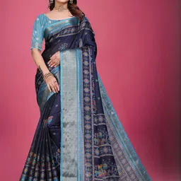 VS MALL Navy Blue Art Silk Sarees-image-66