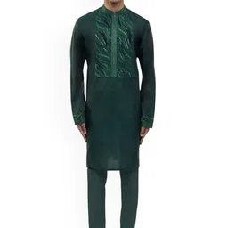 SDS By Kushal Shah Men Embroidered Mandarin Collar Regular Kurta Sets-picture-14