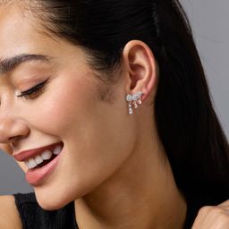 Kushal's Fashion Jewellery Rhodium-Plated Contemporary Zircon Studded Drop Earrings-picture-15