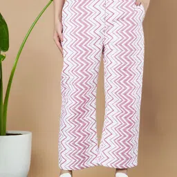 COTLAND FASHION Women Zig-Zag Printed Relaxed High-Rise Coated Trouser-picture-6