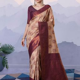 House of Pataudi Ethnic Motifs Woven Design Zari Kanjeevaram Banarasi Silk Saree & Blouse-picture-14