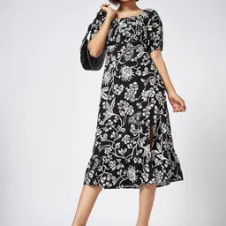Honey by Pantaloons Floral Printed Puff Sleeve A-Line Midi Dress-picture-50