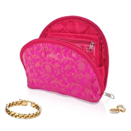 Kuber Industries Pink Cotton Jewellery Organisers-86