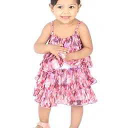 YOUNG BIRDS Girls Print Chiffon A-Line Dress-image-43