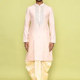 Arihant Rai Sinha Men Ethnic Motifs Embroidered Regular Mirror Work Kurta with Dhoti Pants-picture-16