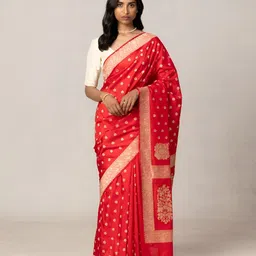 VASTRAHUT Woven Design Zari Silk Blend Handloom Banarasi Saree-picture-5