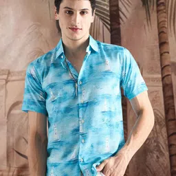 Sangria Printed Relaxed-Fit Classic Holiday Shirt-image-76