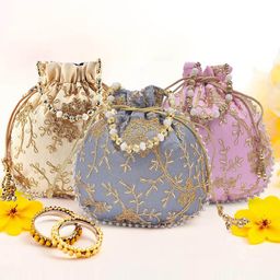 Kuber Industries Set of 3 Embroidered Potli Bags-picture-20