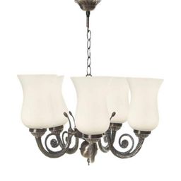 Somil Antique 5-Light Chandelier with Glass Shades, White Lighting Effect, Metal Fitting. LED Compatible. Dia: 42 X 42 X 100 Cm.-image-27