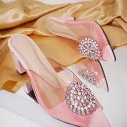 TRYME Women Embellished Block Heel Peep Toes-5