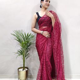 DIVASTRI Floral Net Saree image 4