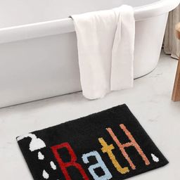 Myntra Elegant Homes Black & Red Abstract Printed 1600 GSM Bath Rugs-25