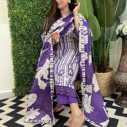 KALINI Floral Printed Kurta with Palazzos & Dupatta image 2