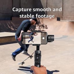 Amazon Basics Handheld Gimbal Stabiliser with 3-Axis Feature and Tripod, Facial Tracking, Time Lapse, FPV, Up to 12 Hours Operational Time, Compatible with All Smart Phones (Dark Grey) image 5