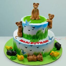 Lush Greenery Lion Fondant Cake-image-26