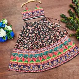 BAESD Girls Printed Mukaish Foil Print Ready to Wear Lehenga & Blouse With Dupatta-28