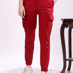 T TRYON ULTIMATE Women Mid Rise Cotton Cargo Joggers-image-57