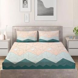 Myntra Elegant Homes Peach-Coloured Printed 300TC Fitted King Bedsheet Set-1.82mx1.98mx8cm-20