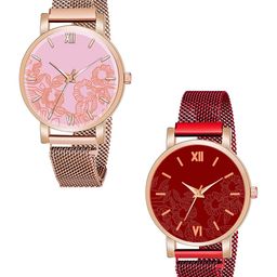 Gopal Shopcart Women Pack of 2 Printed Analogue Watch C36RG PINK RED RG M R1-image-18