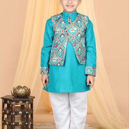 Here&Now X Kinder Kids Boys Regular Pure Cotton Kurta with Trousers-30