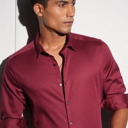 LOCOMOTIVE Premium Men Premium Satin Solid Occasion Shirt-image-75