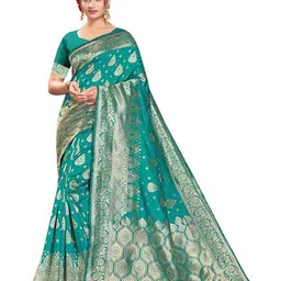 DIVASTRI Woven Design Zari Silk Blend Banarasi Saree-picture-21