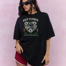 SZN Women Graphic Printed Round Neck Cotton Oversized T-shirt-picture-36