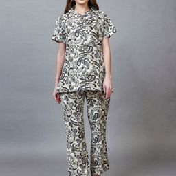 CLINT Printed Mandarin Collar Shirt With Trousers Co-Ords-image-111