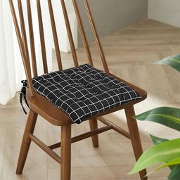 Kuber Industries Black & Grey 6 Pieces Checked Cotton Chair Pads-41