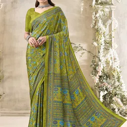 Anouk Rustic Floral Poly Crepe Bagru Saree-image-74