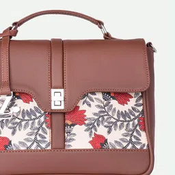 ZOUK Floral Printed Structured Satchel image 3