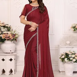 The Textile Hub Embellished Beads and Stones Pure Silk Saree-image-78