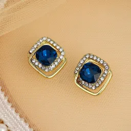 DressBerry Gold-Plated Contemporary The Midnight Loop Studs-5