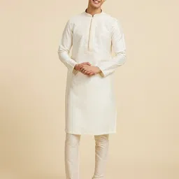 Diwas by Manyavar Mandarin Collar Thread Work Straight Kurta-image-90