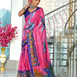 Panzora Ethnic Motifs Block Print Saree-picture-15